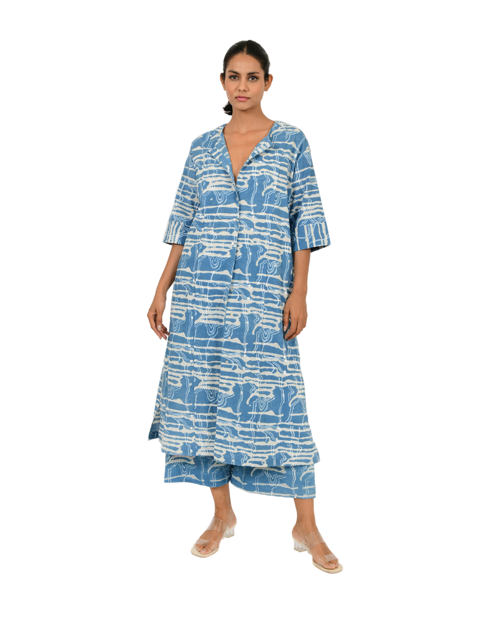 Indigo Splash Buttoned Dress