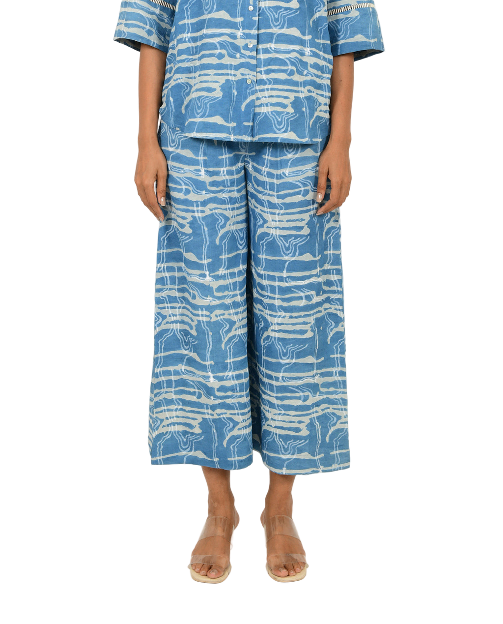 Indigo Splash Linen Pants