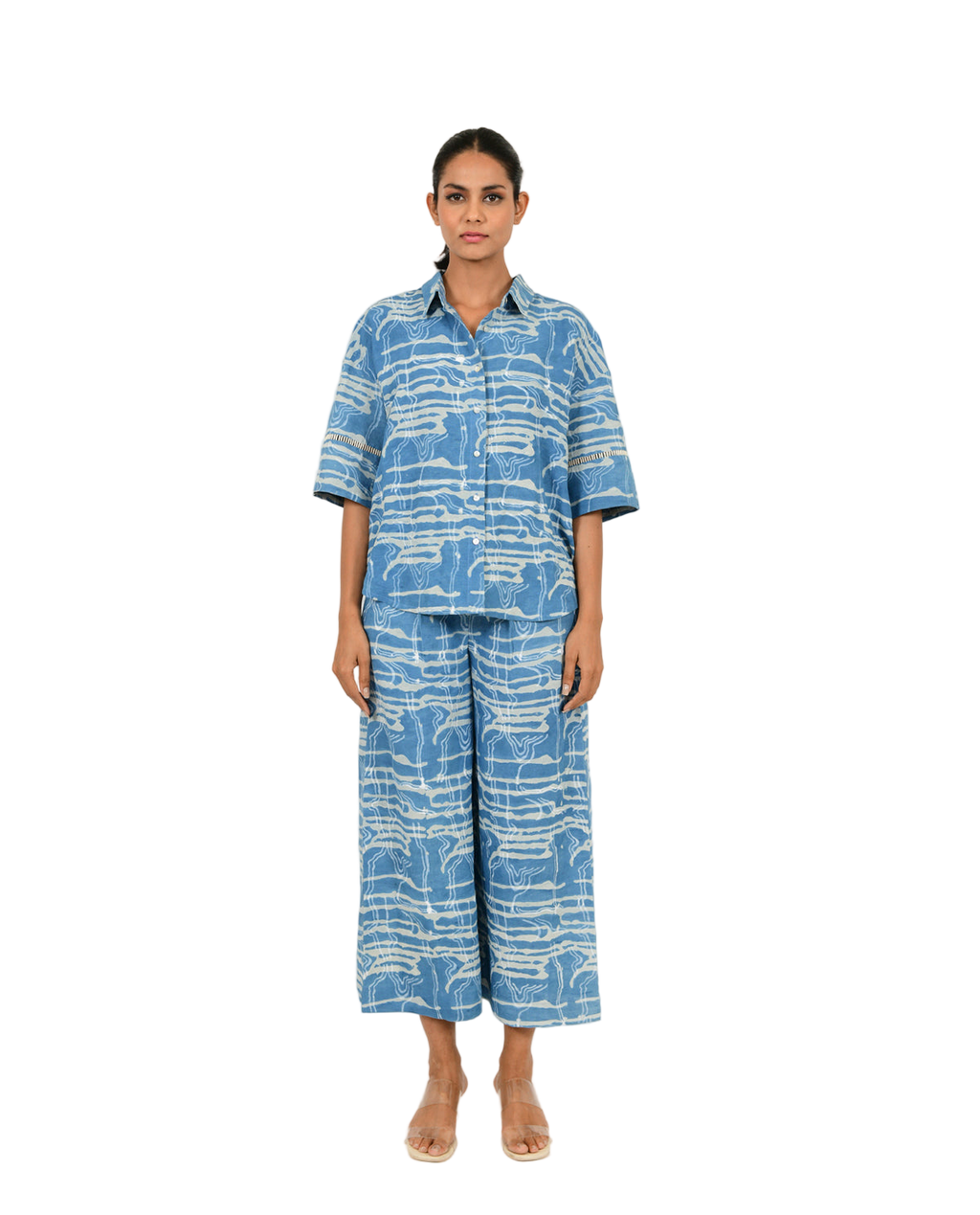 Indigo Splash Shirt Linen Co-Ord Set