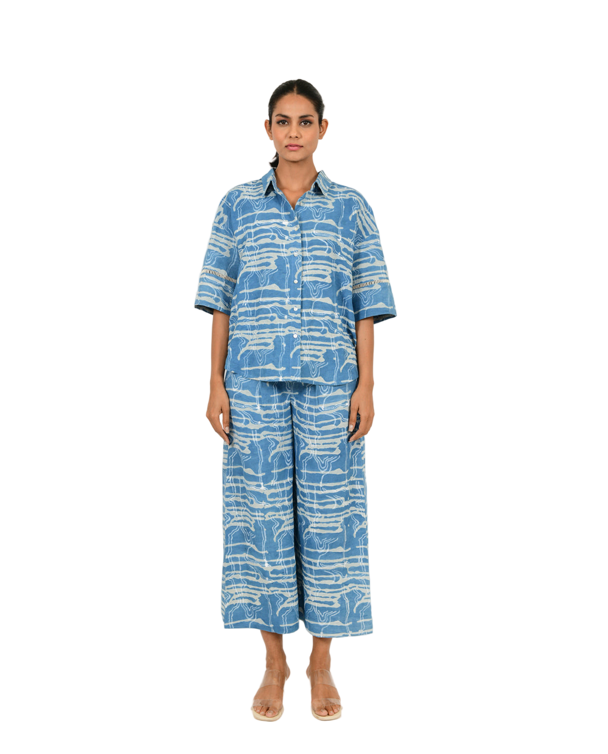 Indigo Splash Shirt Linen Co-Ord Set