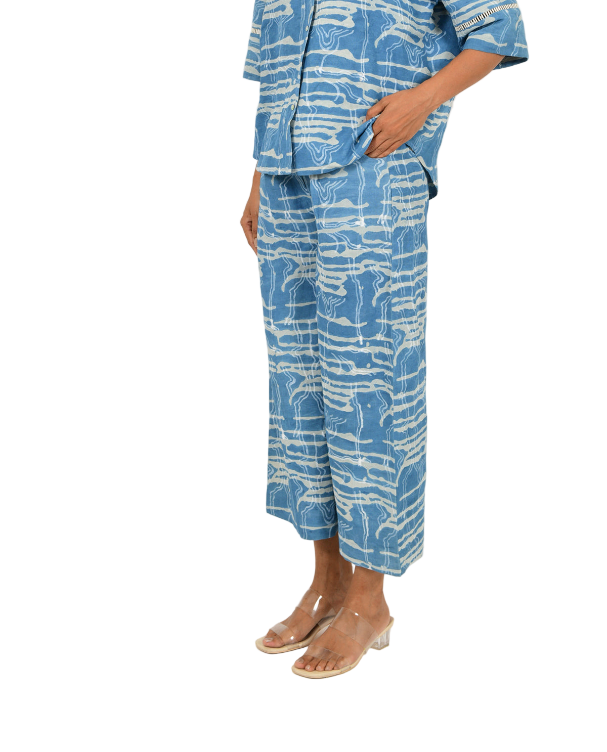 Indigo Splash Linen Pants