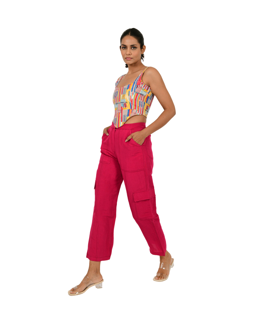 Linen Corset With Cargo Pants