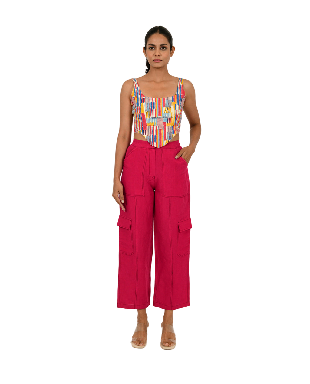 Linen Corset With Cargo Pants