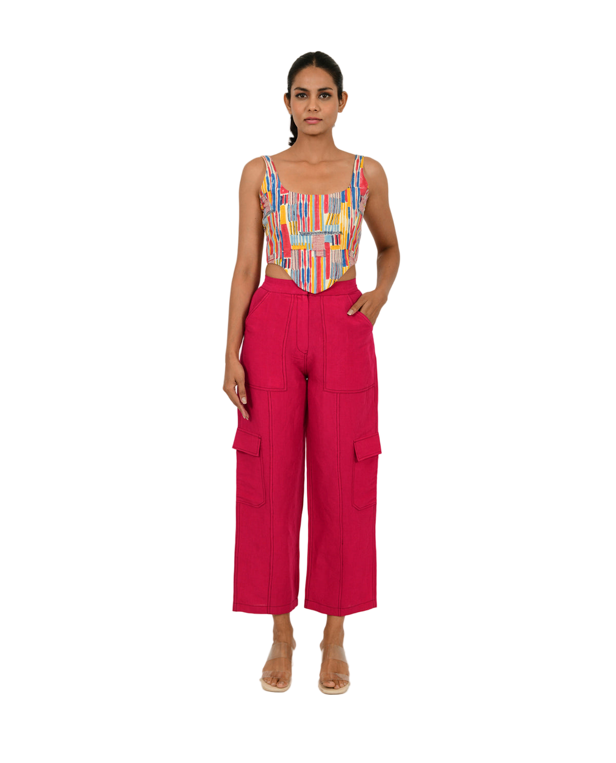 Linen Corset With Cargo Pants