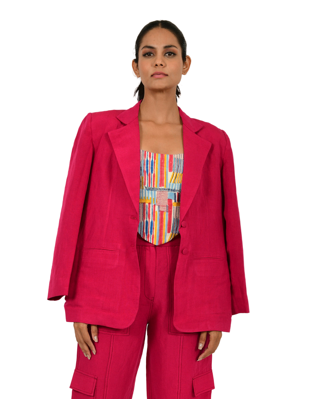 Viva Magenta Linen Jacket