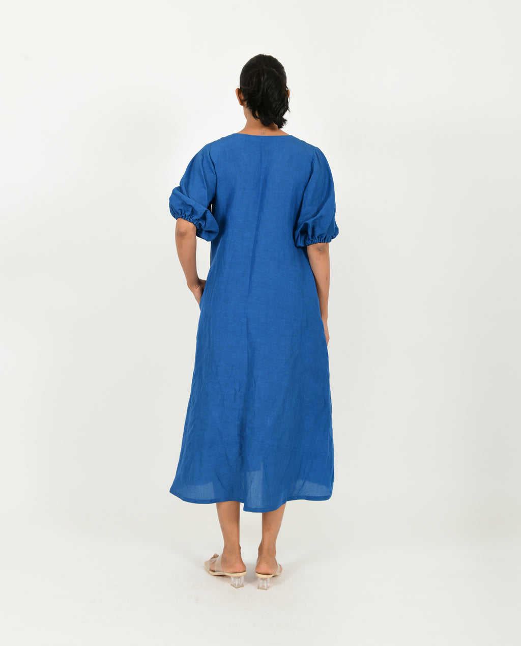 Classic Blue Linen Dress