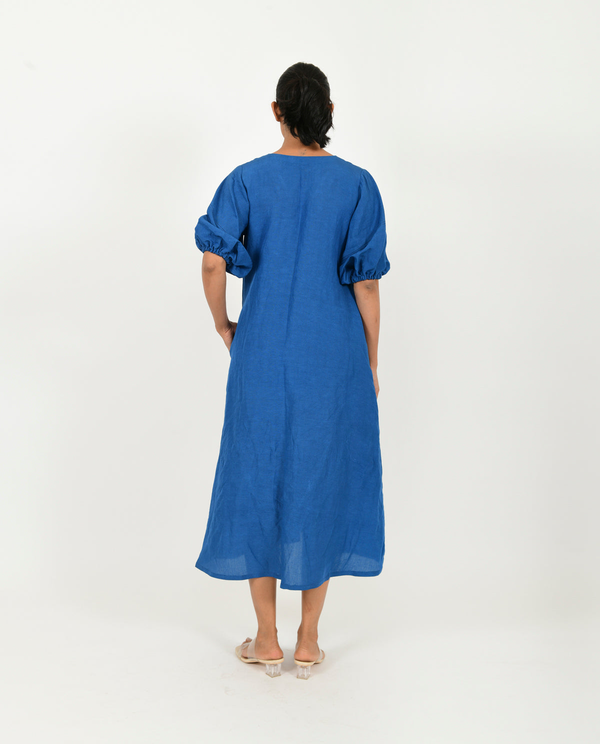 Classic Blue Linen Dress