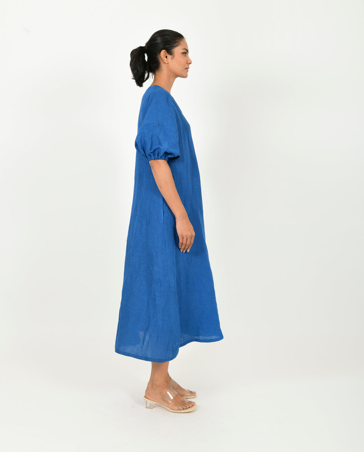 Classic Blue Linen Dress