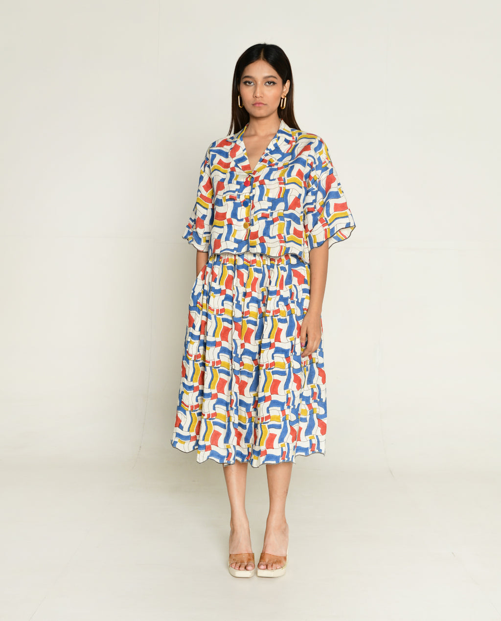 Escher Co-Ord Shirt With Skirt