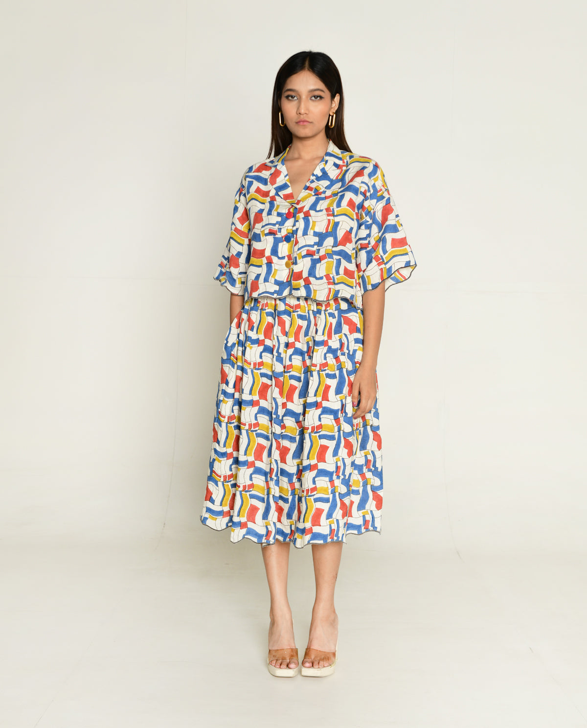Escher Co-Ord Shirt With Skirt