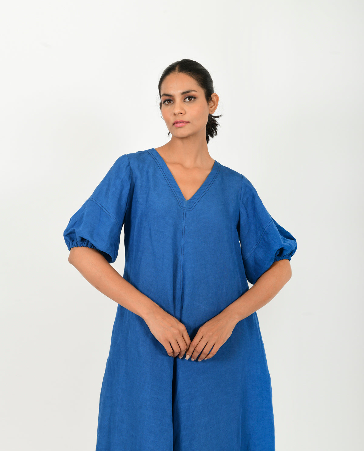 Classic Blue Linen Dress