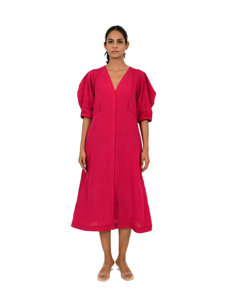 Viva Magenta Linen Bell Dress
