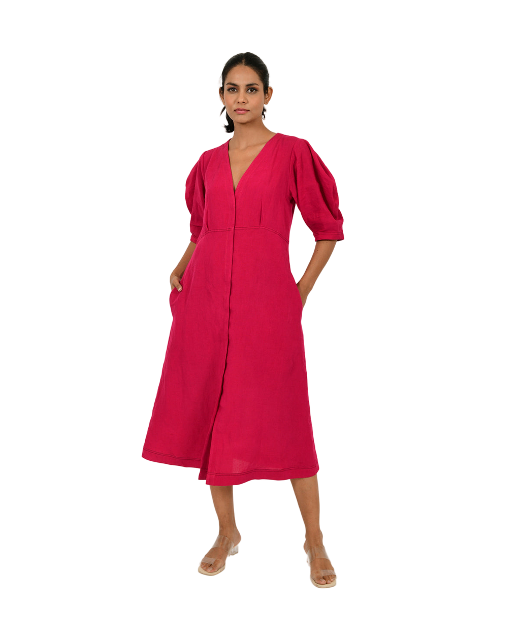 Viva Magenta Linen Bell Dress