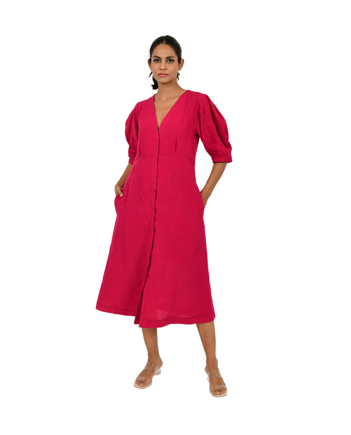 Viva Magenta Linen Bell Dress