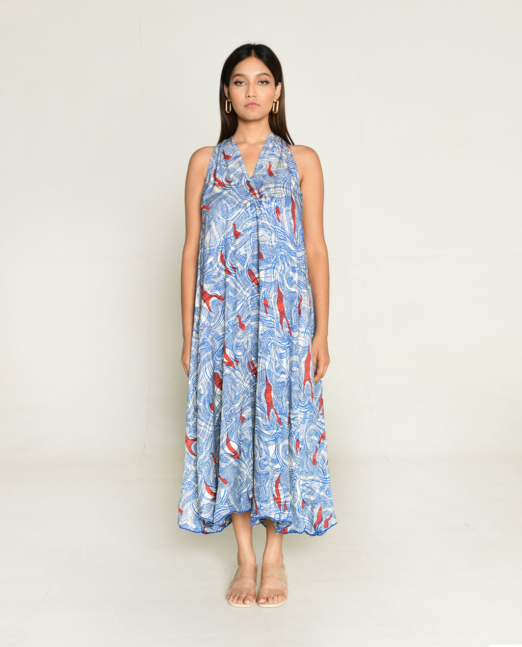 Ponzo Halter Neck Maxi Dress