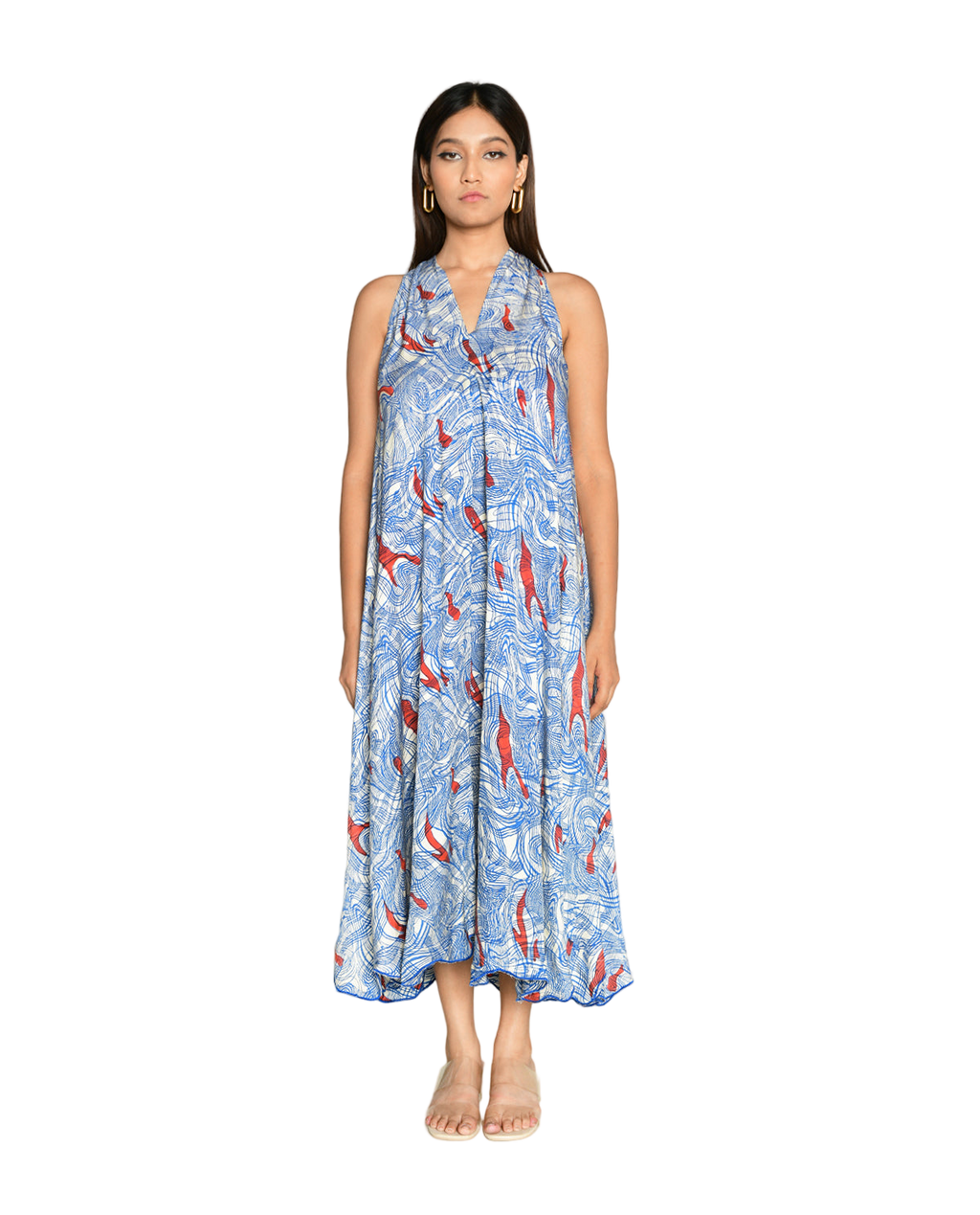 Ponzo Halter Neck Maxi Dress