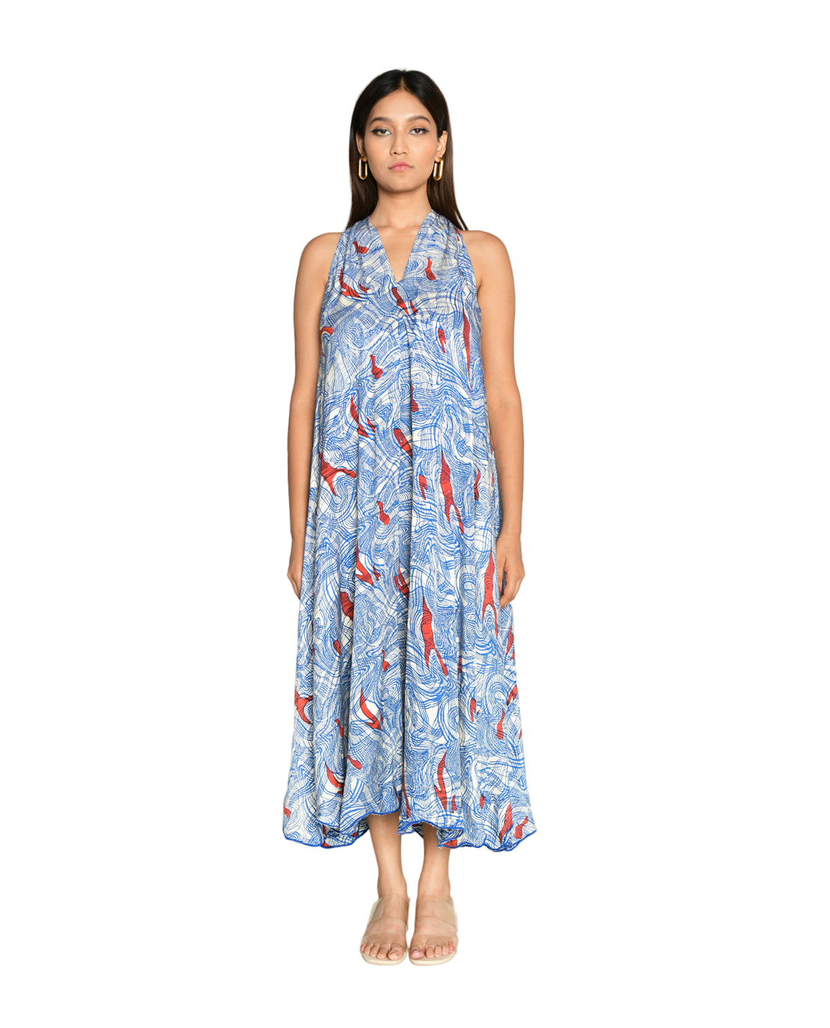 Ponzo Halter Neck Maxi Dress