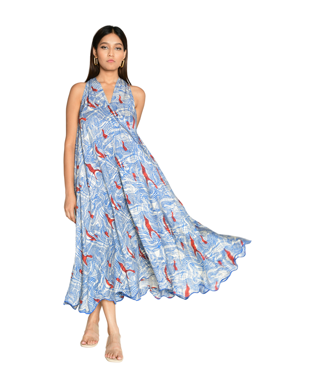 Ponzo Halter Neck Maxi Dress