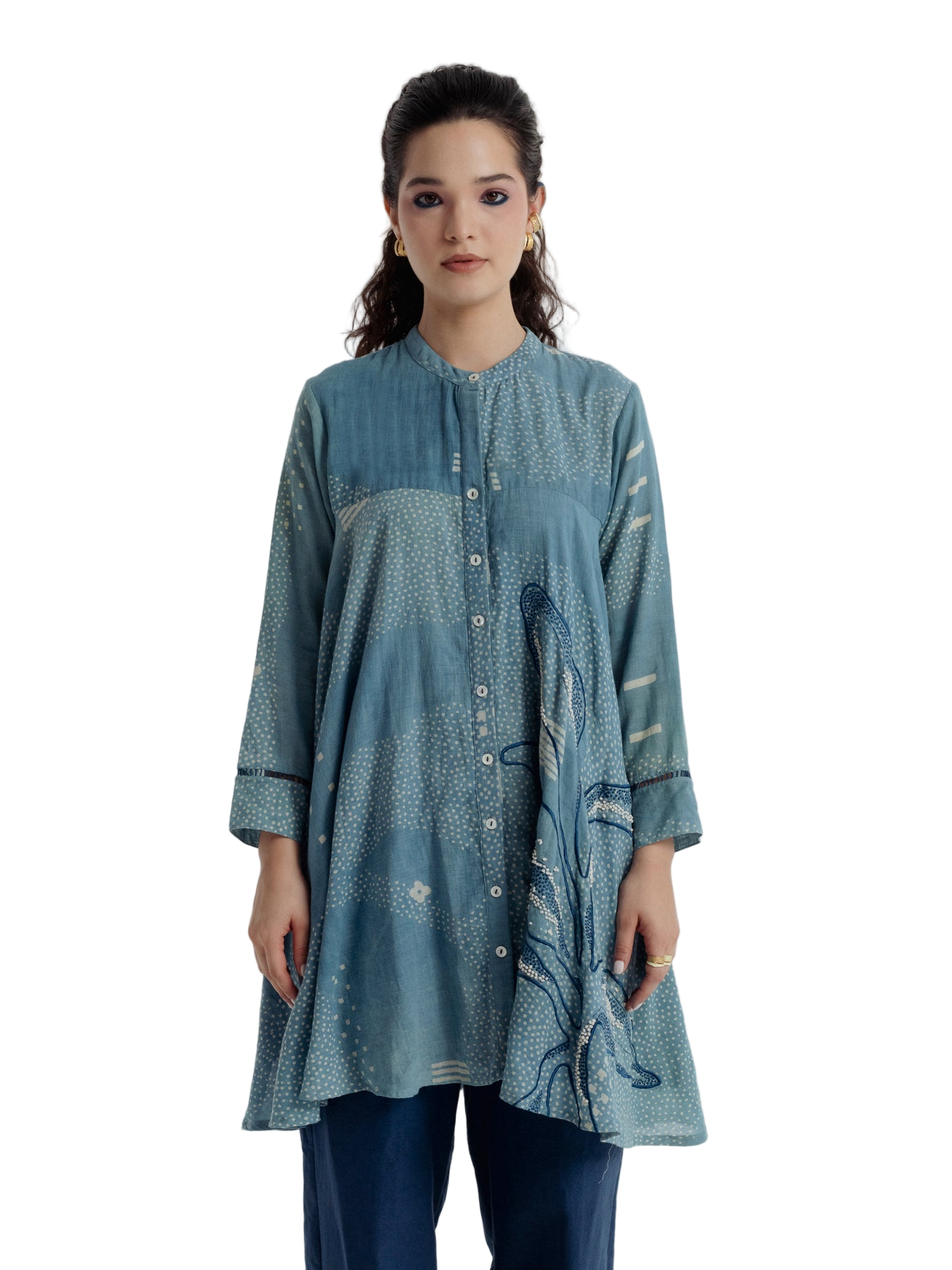 Indigo Sky Flare Shirt