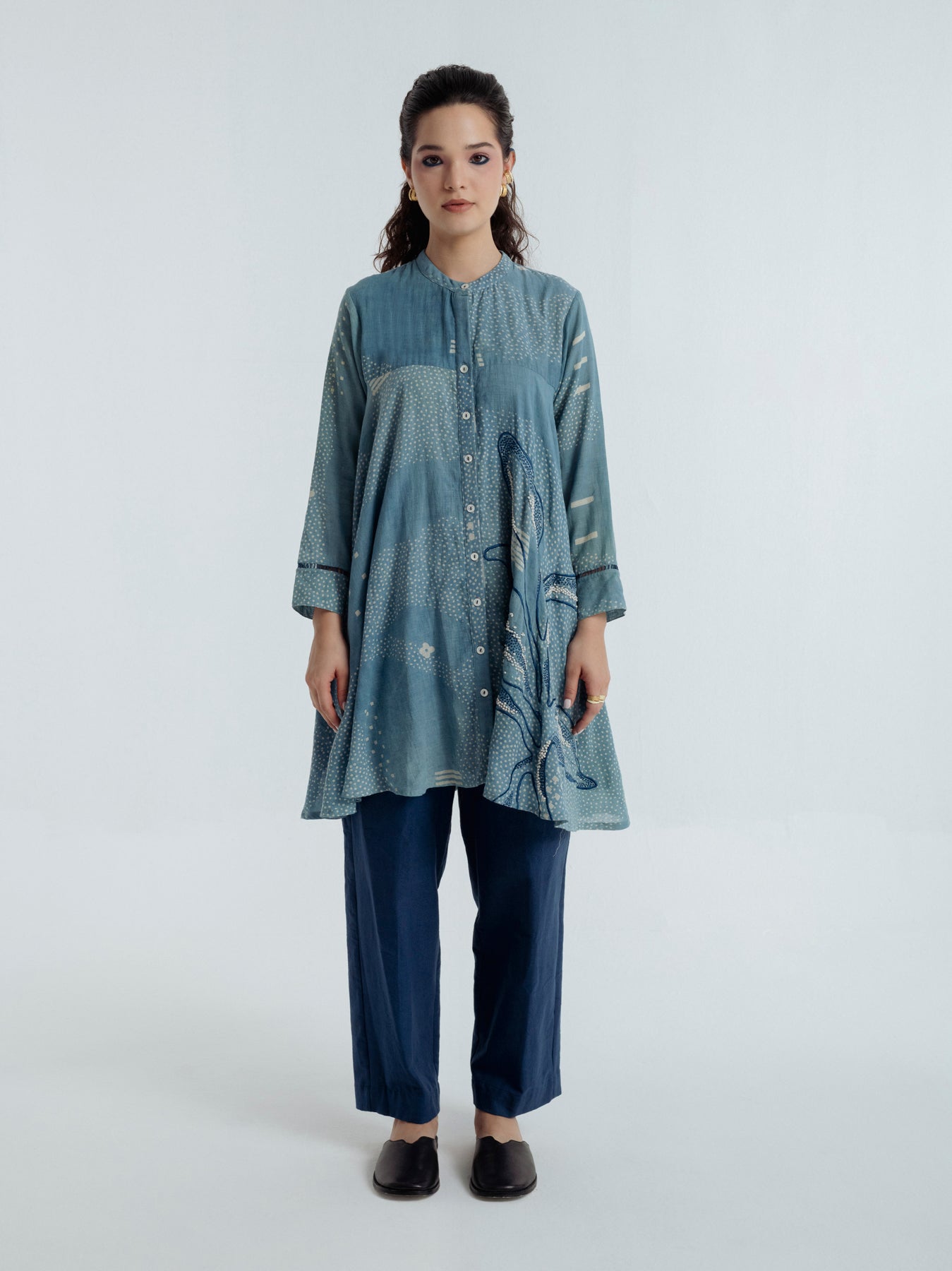 Indigo Shadow Flare Co-Ord Set
