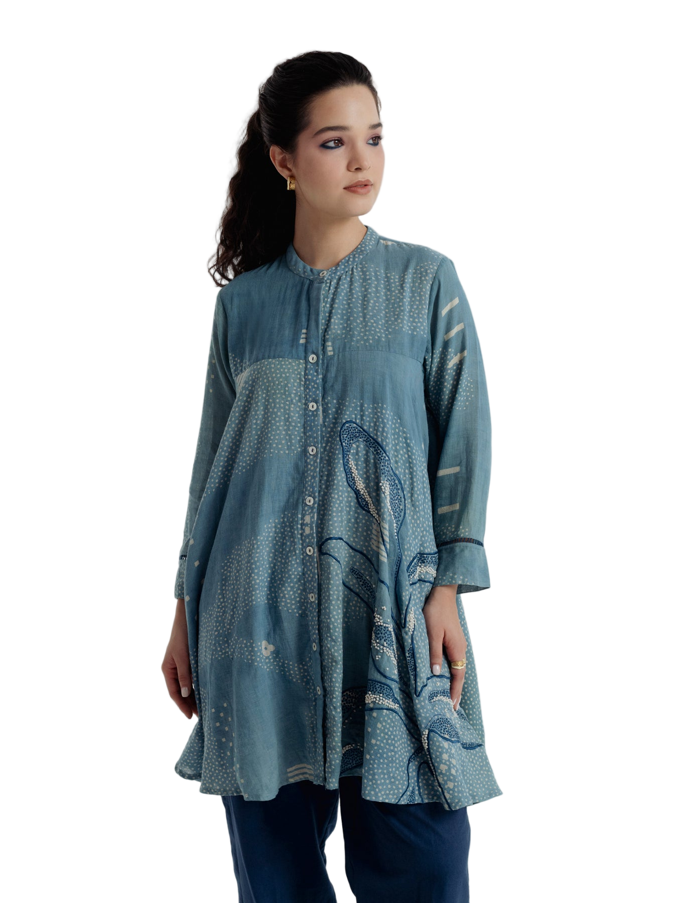 Indigo Sky Flare Shirt