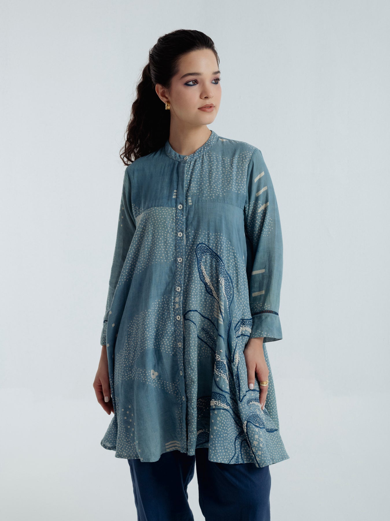 Indigo Shadow Flare Co-Ord Set