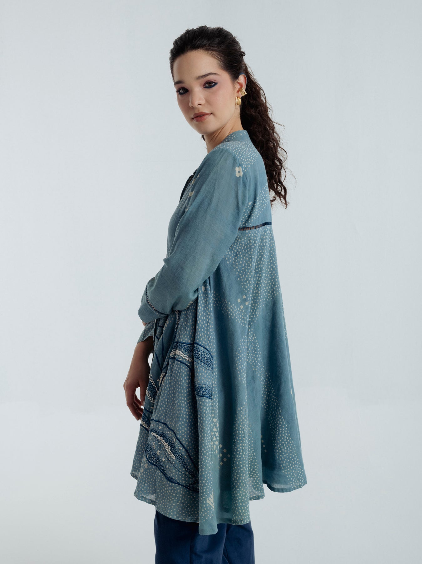 Indigo Shadow Flare Co-Ord Set
