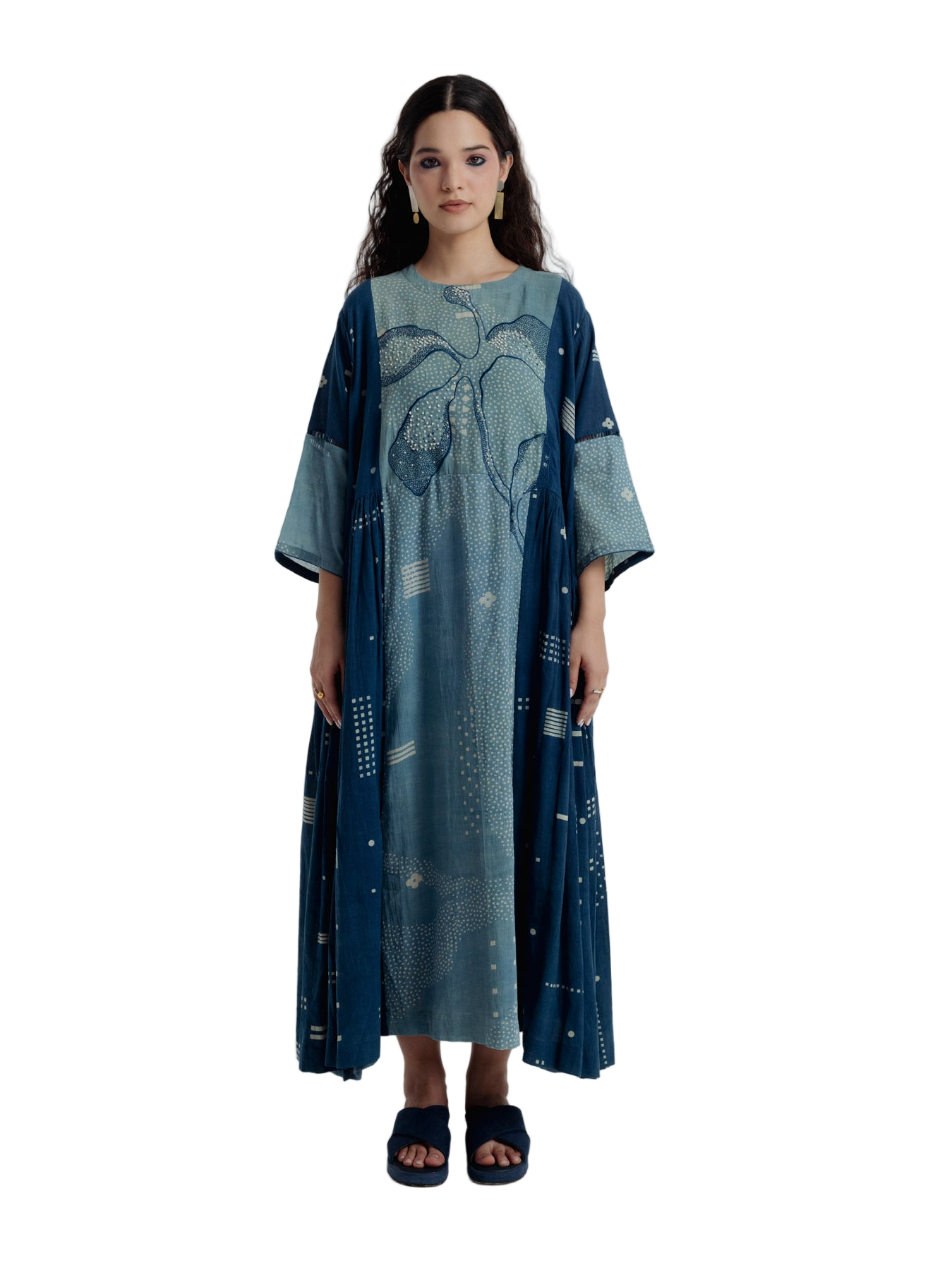 Indigo Pleated Dress