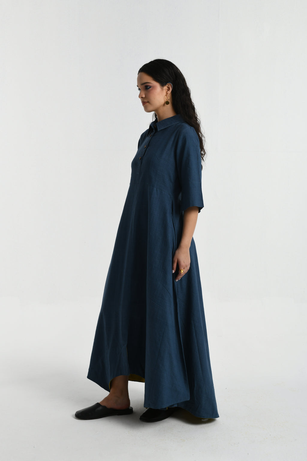 Collar Side Cowl Dress