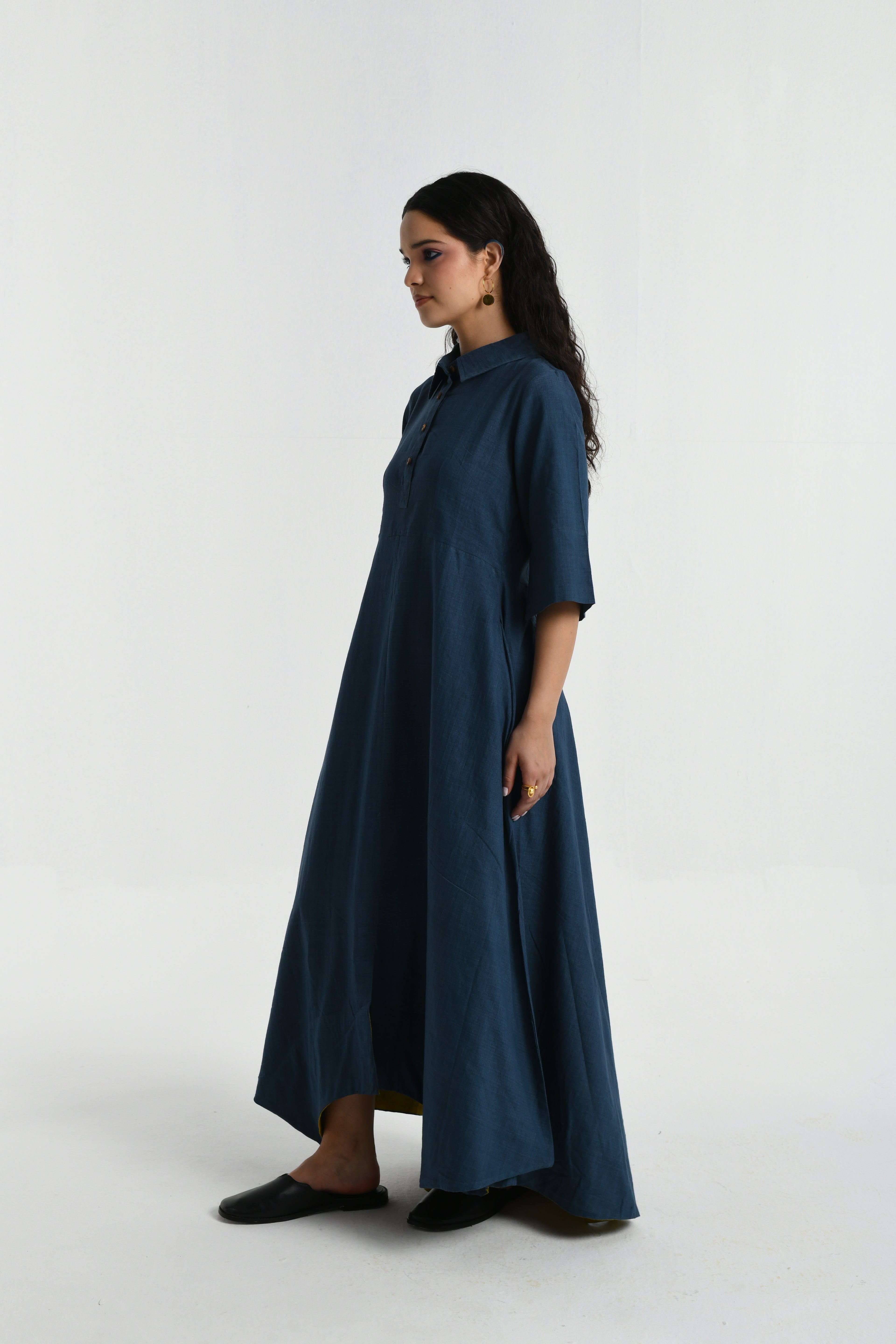 Collar Side Cowl Dress