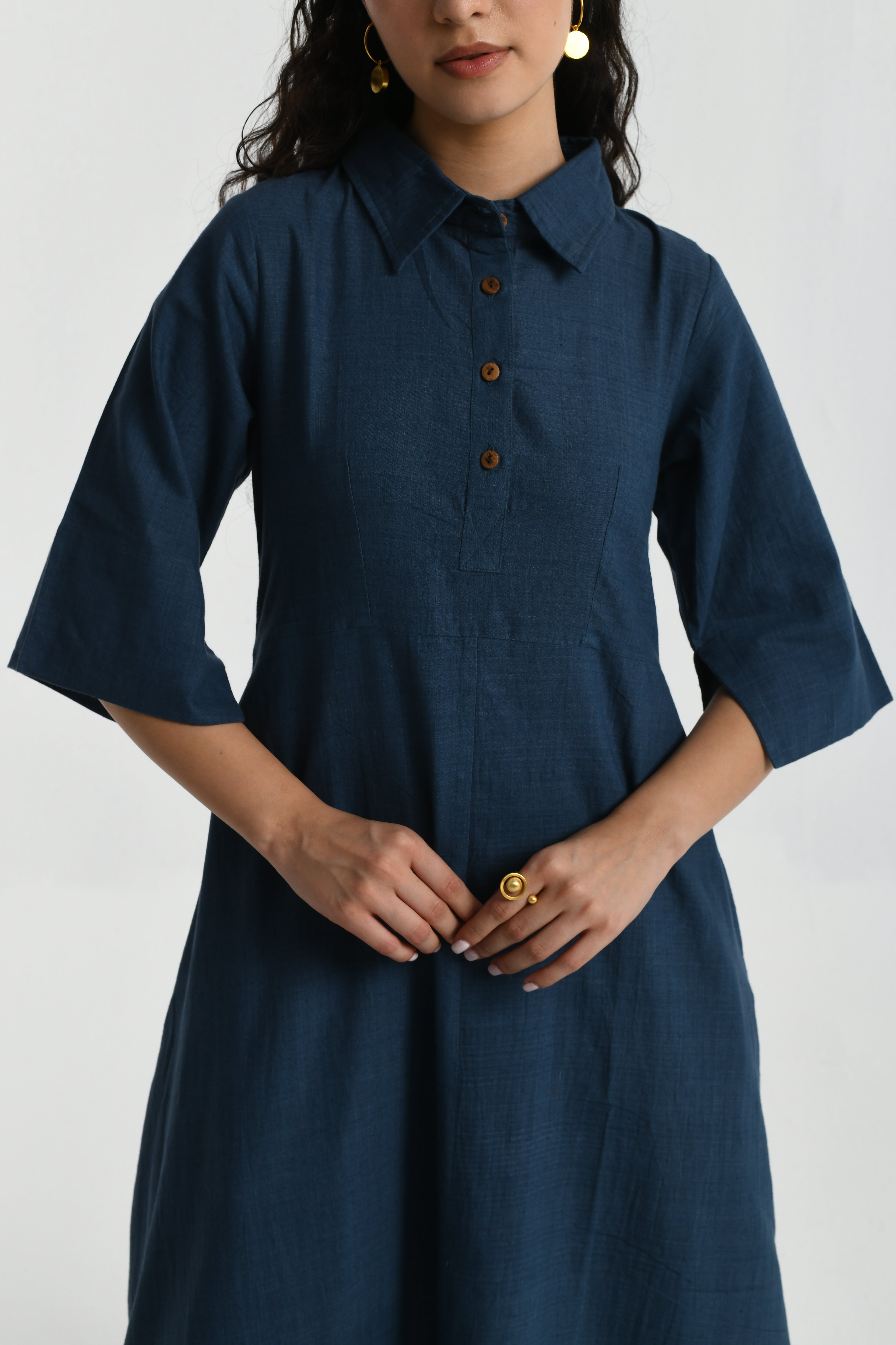 Collar Side Cowl Dress