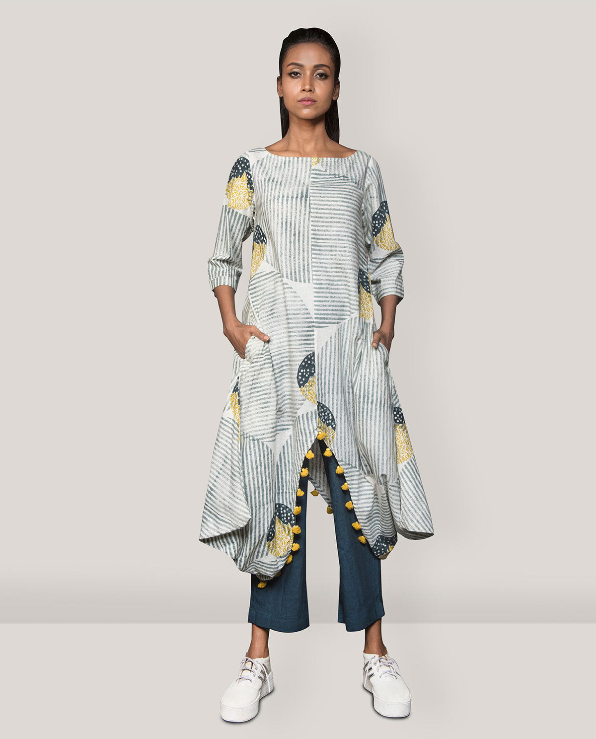 Boat Neck V Dress With Pants