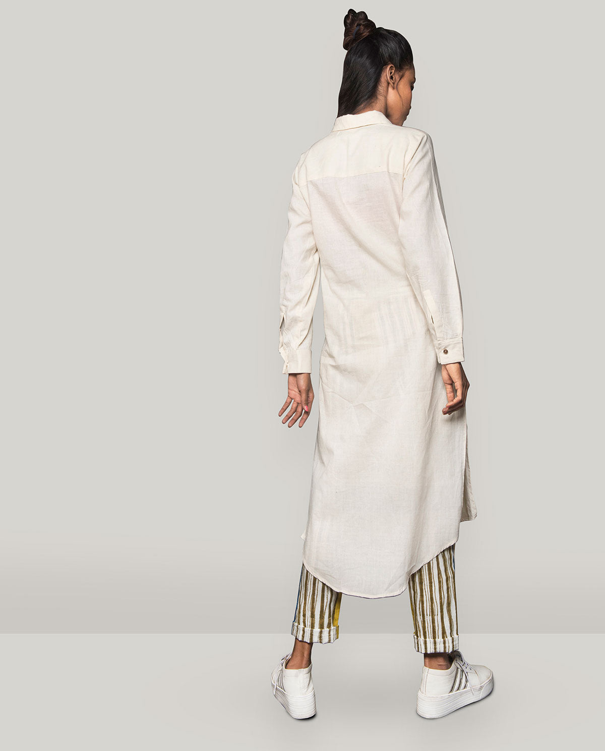 High Slit Shirt With Knotted Pants (2Pc Set)