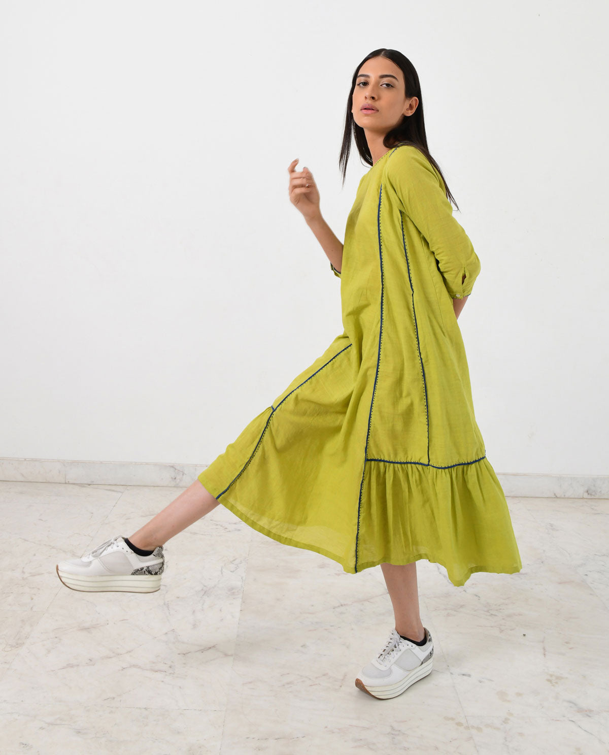 Contrasing Paneled Dress