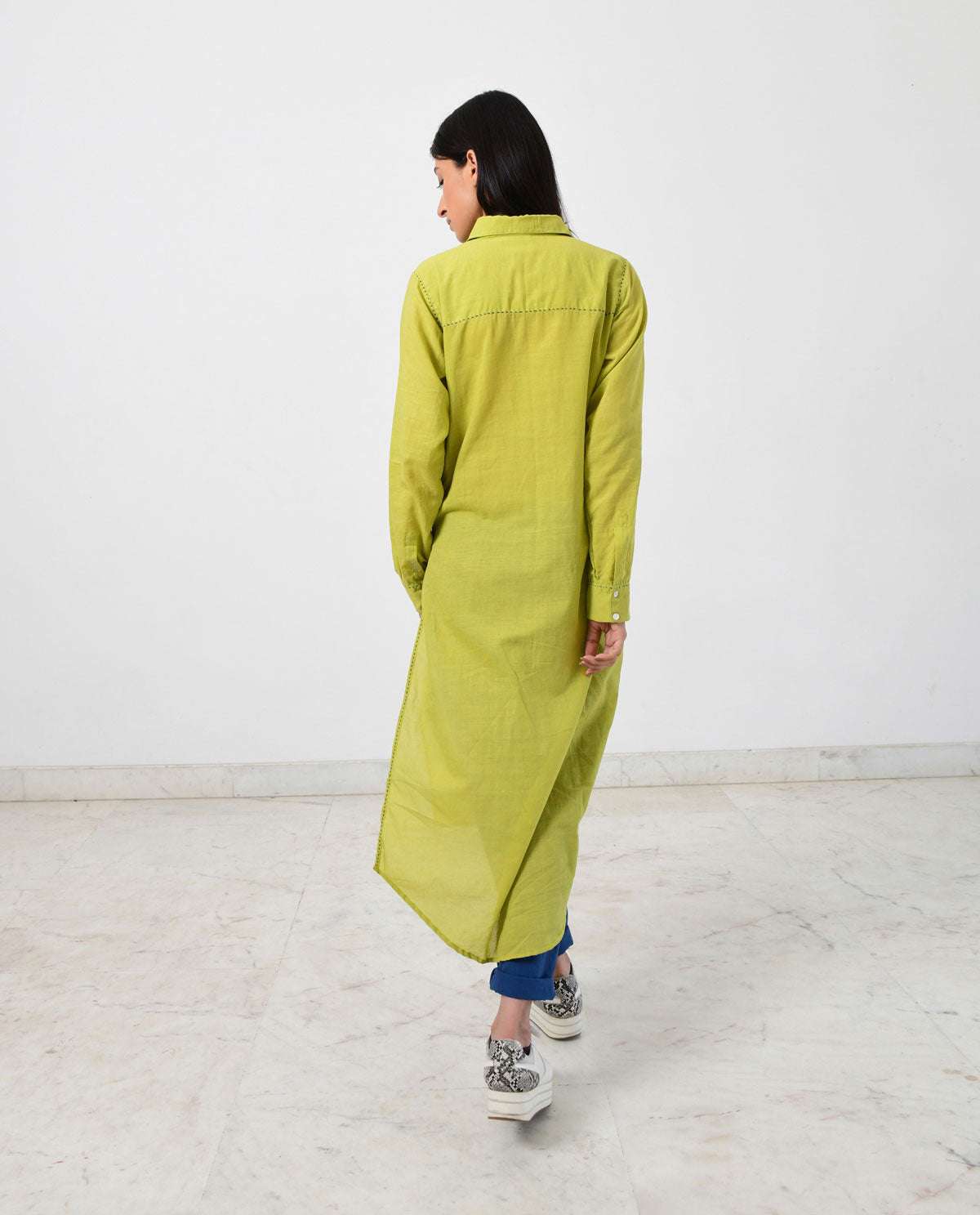 Green Pleated Kurta
