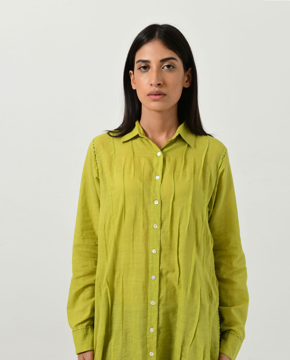 Green Pleated Kurta