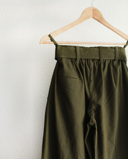 Olive Pleated Pants