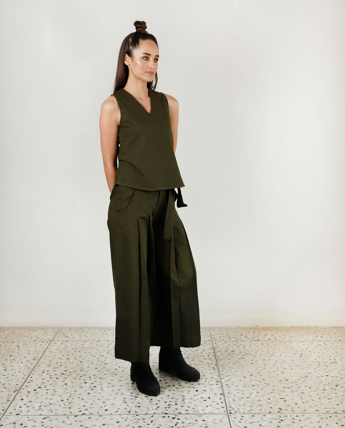 Side Buttoned Solid Top