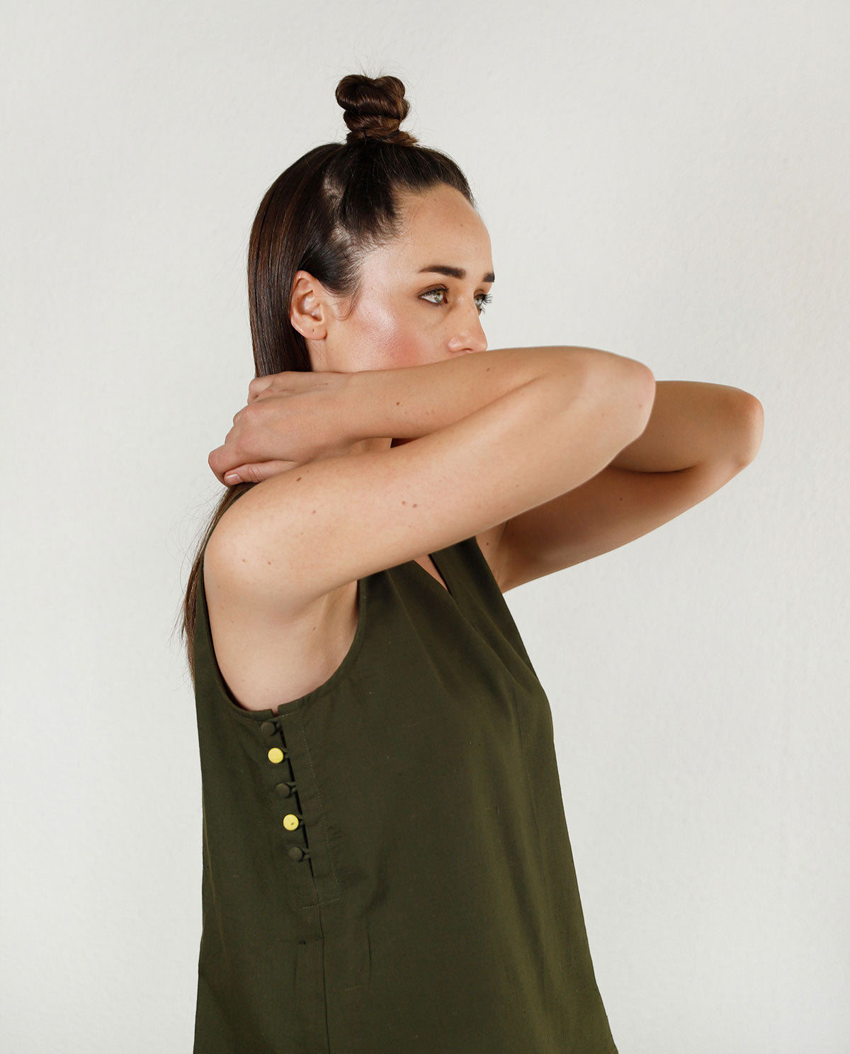 Side Buttoned Solid Top